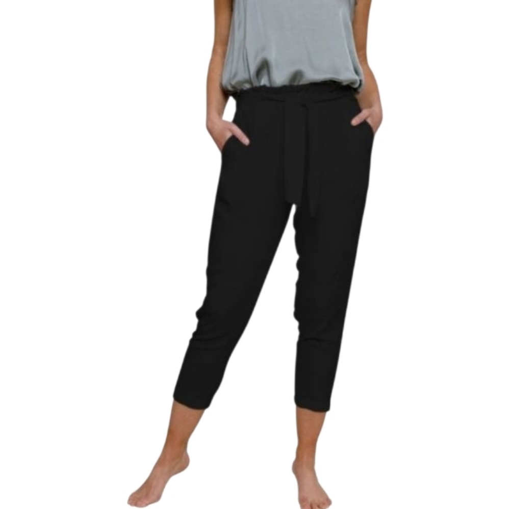 Suzy D London Women's Cropped Trouser Pants Black Size Large